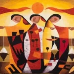 Peruvian cultural wool tapestry wall hanging